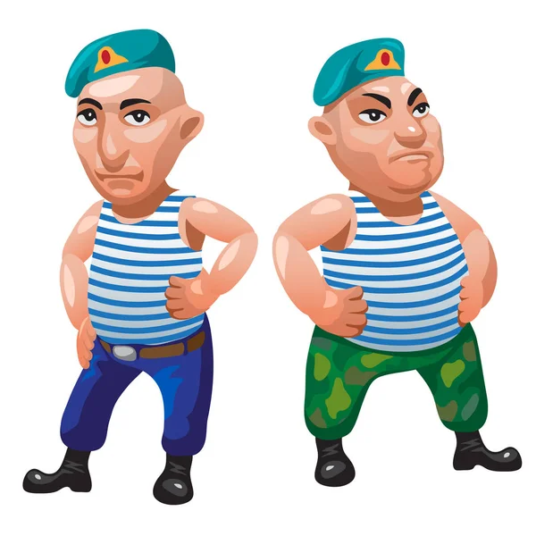 Dos personajes masculinos Marines a sobre fondo blanco — Vector de stock