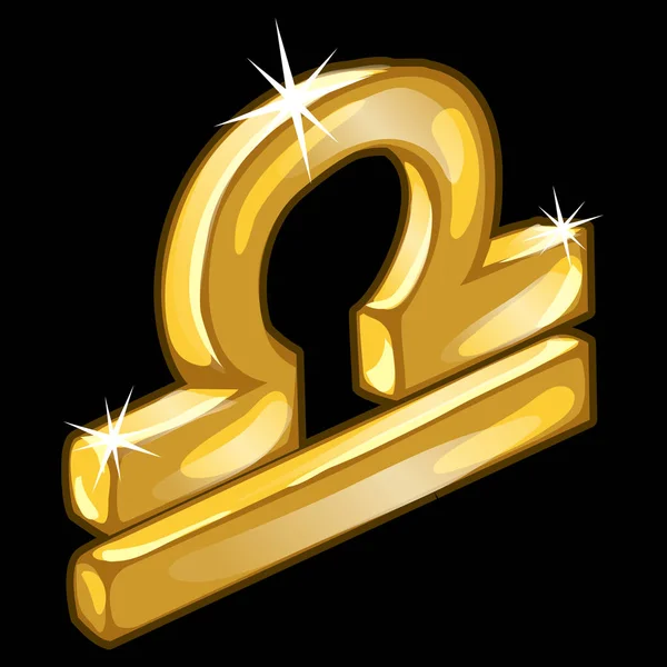 Znak zodiaku złota figura Libra na czarnym tle — Wektor stockowy