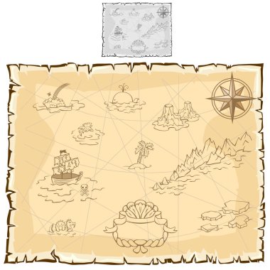 Treasure map on old parchment. Vector