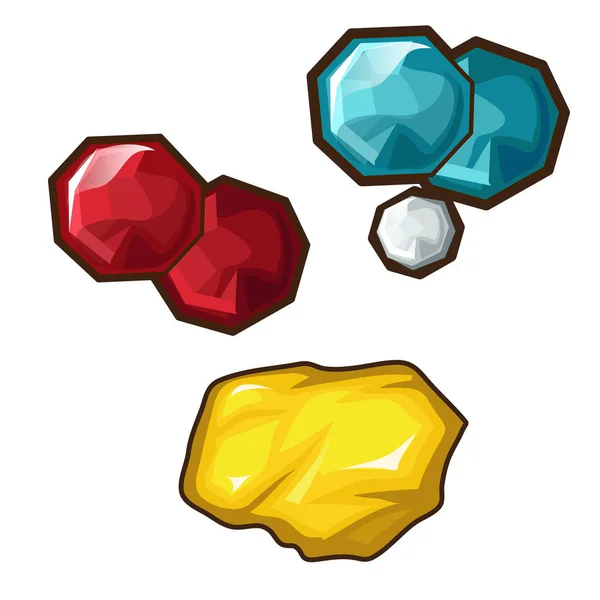 Žluté, červené a modré drahých kamenů. Vektor — Stockový vektor