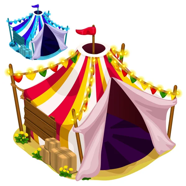 Otevřete slavnostní cirkusový stan. Vektor, samostatný — Stockový vektor