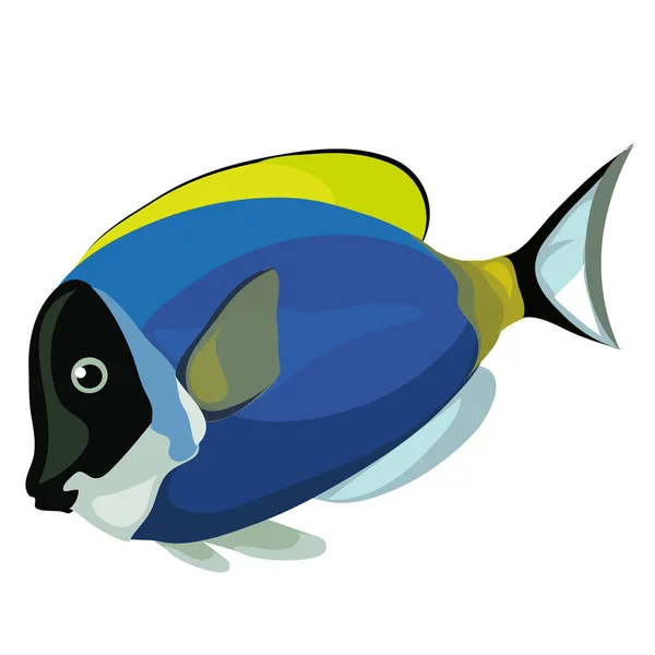 Niebieski Tropikalne ryby na białym tle. Wektor — Wektor stockowy