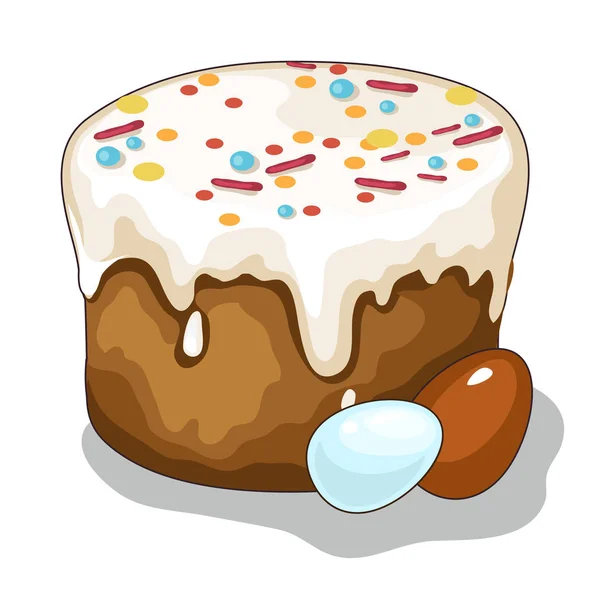 Pastel de Pascua y huevos pintados. Vector — Archivo Imágenes Vectoriales