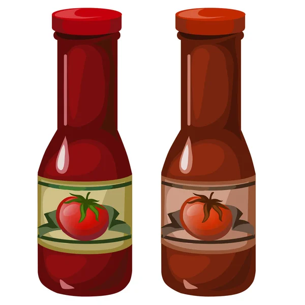 Dos botellas cerradas de ketchup sobre fondo blanco — Archivo Imágenes Vectoriales