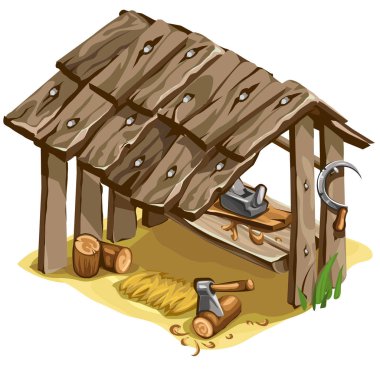 İşyeri woodman veya marangoz. İzole vektör