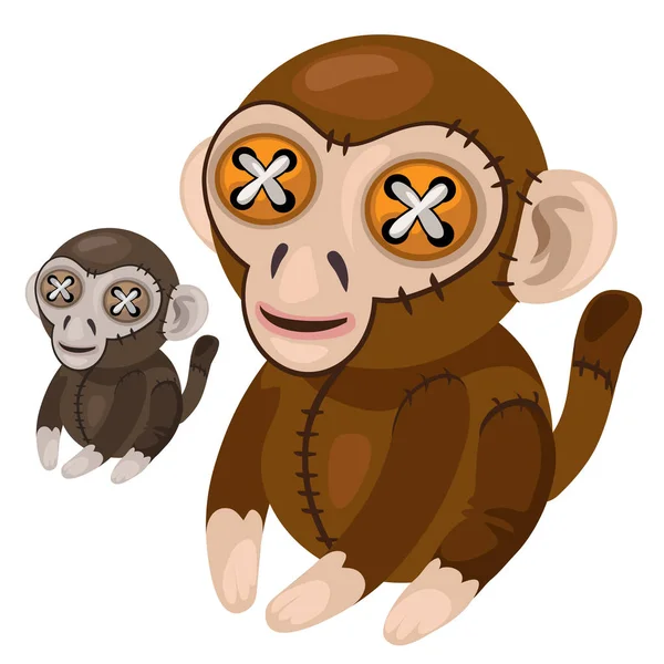 手作りの柔らかいおもちゃの猿。ベクトルの動物 — ストックベクタ