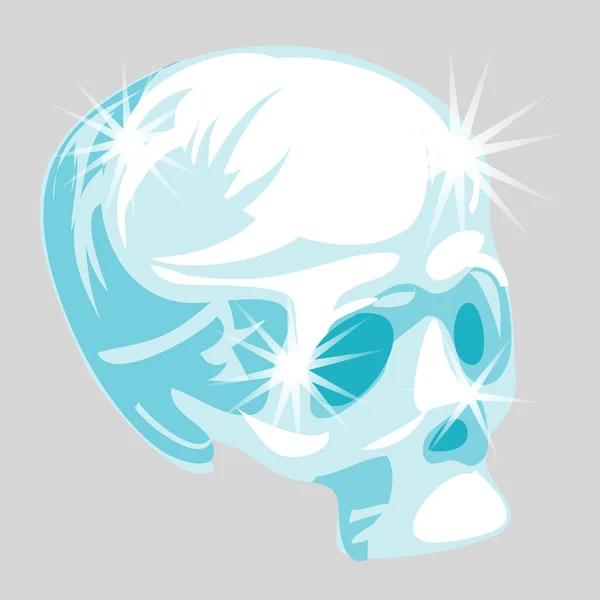 Vector shining crystal skull in cartoon style — Stock Vector