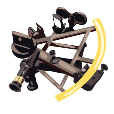 Sextant beyaz arka plan üzerinde çizgi film tarzı