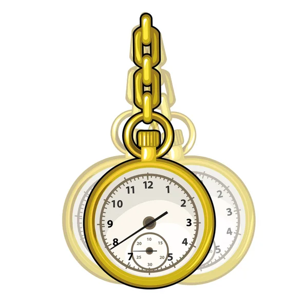 Reloj vintage de oro en una cadena. Vector aislado — Archivo Imágenes Vectoriales