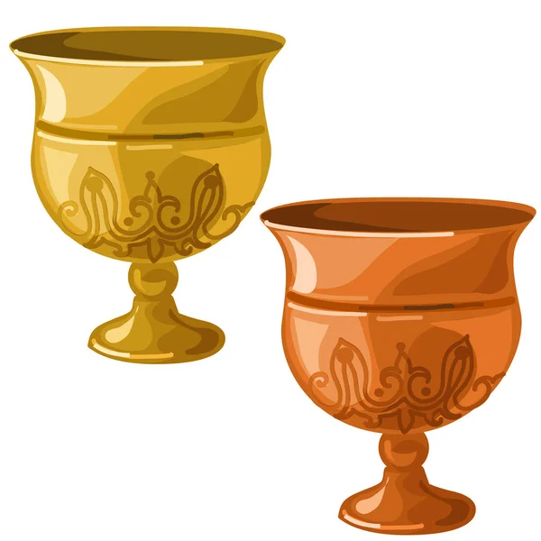 Antique gold and copper bowl. Vector isolated — Stock Vector
