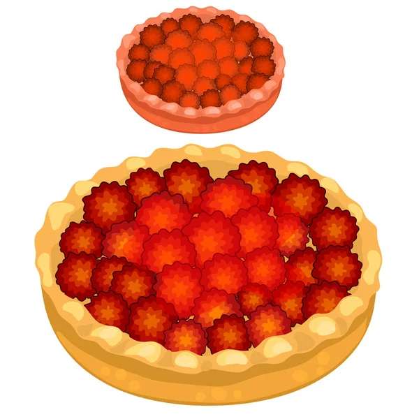 Cake van zandkoek deeg met rode bessen — Stockvector