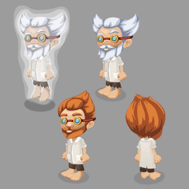 İki erkek karakterler bilim adamları, karikatür kişi