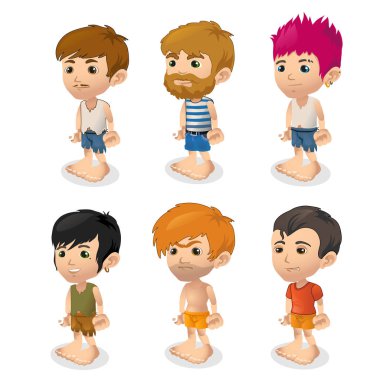 Erkekler, izole karikatür insanlar kümesi vektör