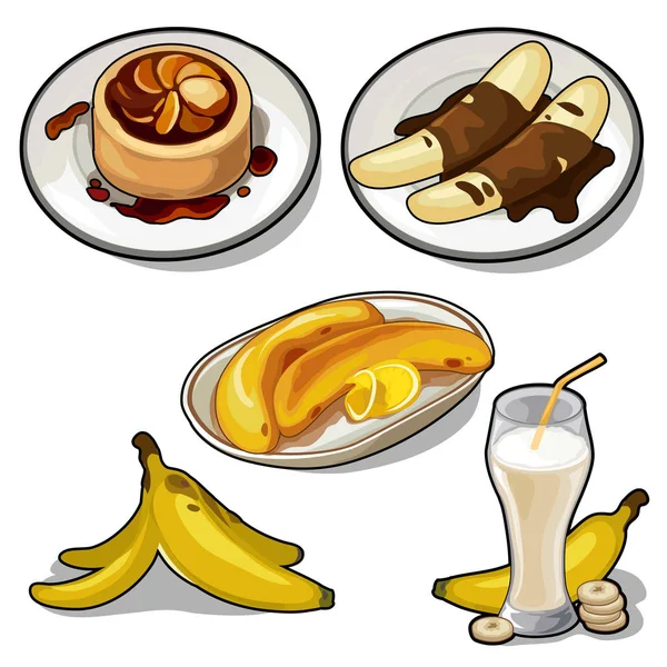 Lahodné pokrmy z banánů — Stockový vektor