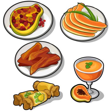 Papaya ve farklı Tabaklarda armut
