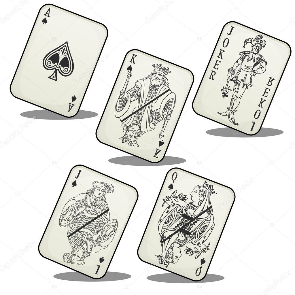Playing cards, Jack, Queen, King, ACE and Joker — Stock