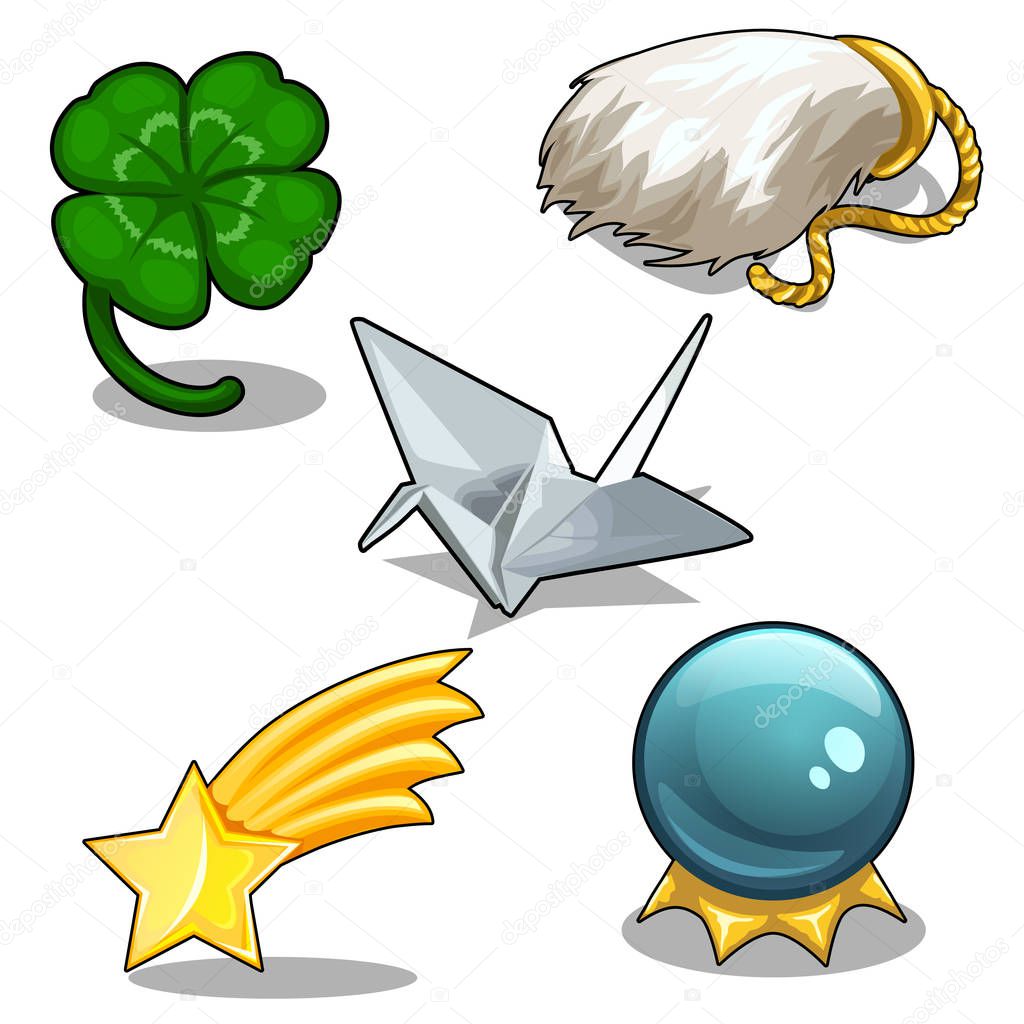 Set of magical and game symbols. Vector isolated