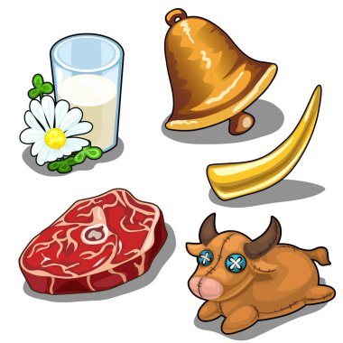 İnekler ve ilgili şeyler kümesi. Vektör