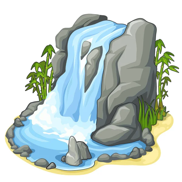 Mooie stroom van de waterval van klif. Vector — Stockvector