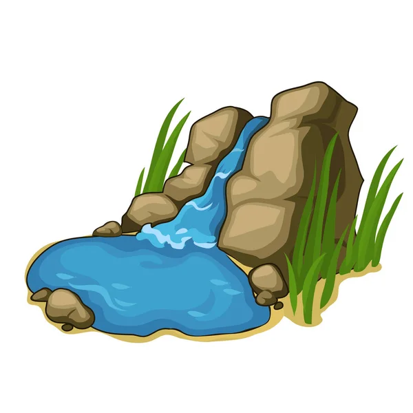 Pequeño lago con una hermosa cascada. Vector — Vector de stock