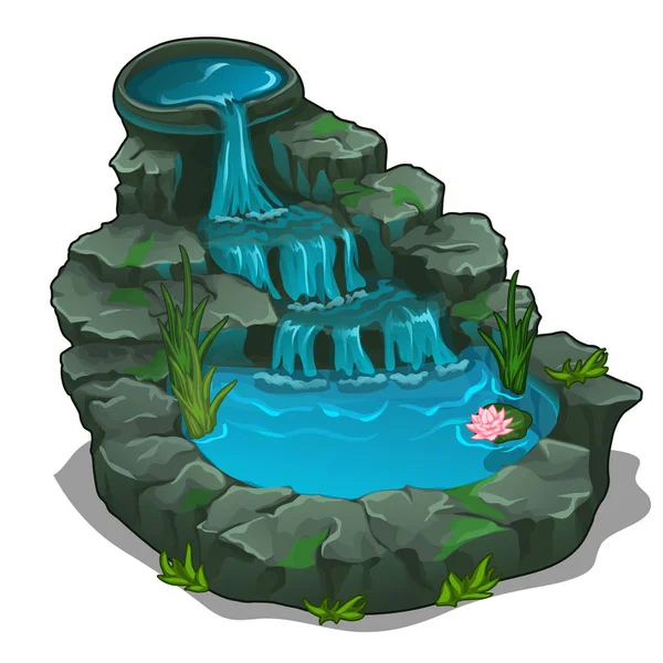 Prachtige waterval met zwembad. Vector — Stockvector