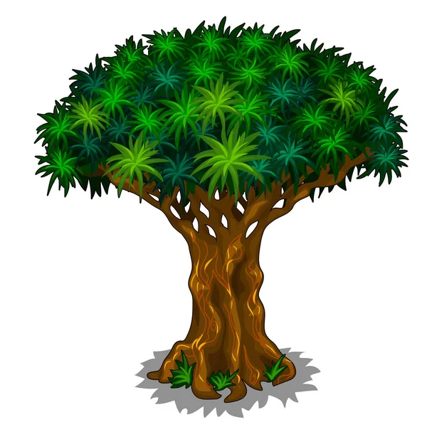 Grande árvore mágica com veias de energia. Desenhos animados vetoriais — Vetor de Stock