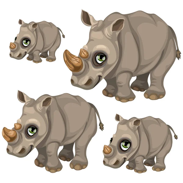 Söta noshörningen med gröna ögon. Vector djur — Stock vektor