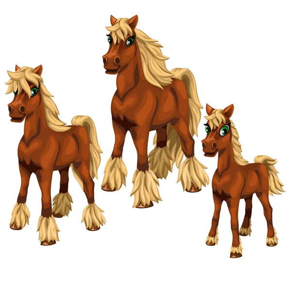 Cartoon horses on white background. Vector — Stock Vector