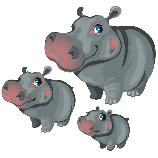 Cartoon nijlpaard op een witte achtergrond. Vector dieren — Stockvector