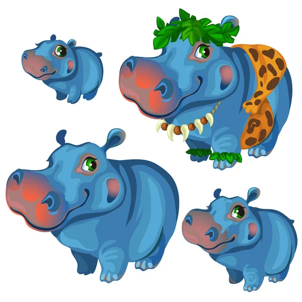 Hippos rest and sunbathe on holiday — Stock Vector