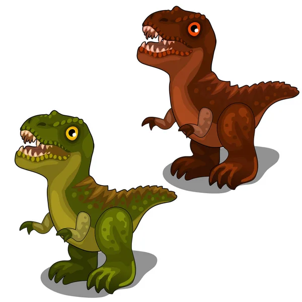 Dinozaur zielony i brązowy w stylu cartoon — Wektor stockowy