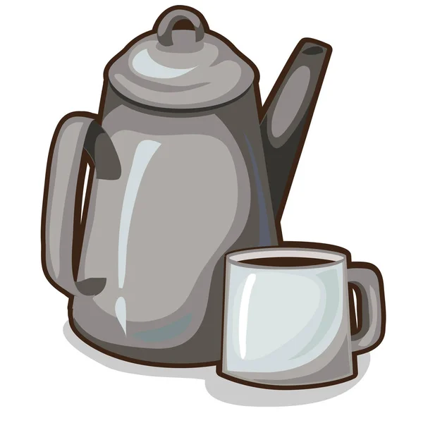 Gammal kaffekanna och en kopp. Vintage porslin. Vektor — Stock vektor