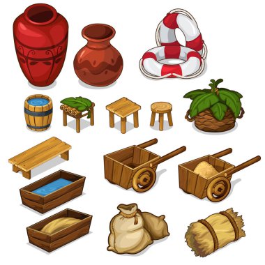 Set öğeler kırsal yaşam için. Vektör