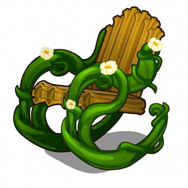 Sallanan sandalye hibrid asma ve beyaz çiçekli