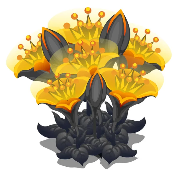 Ramo de flores negras y amarillas. Vector — Archivo Imágenes Vectoriales