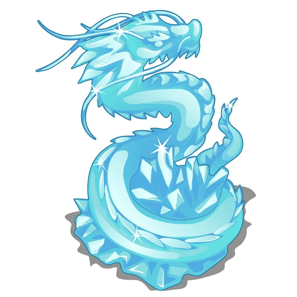 Figura de hielo de dragón serpiente. Vector animal — Vector de stock