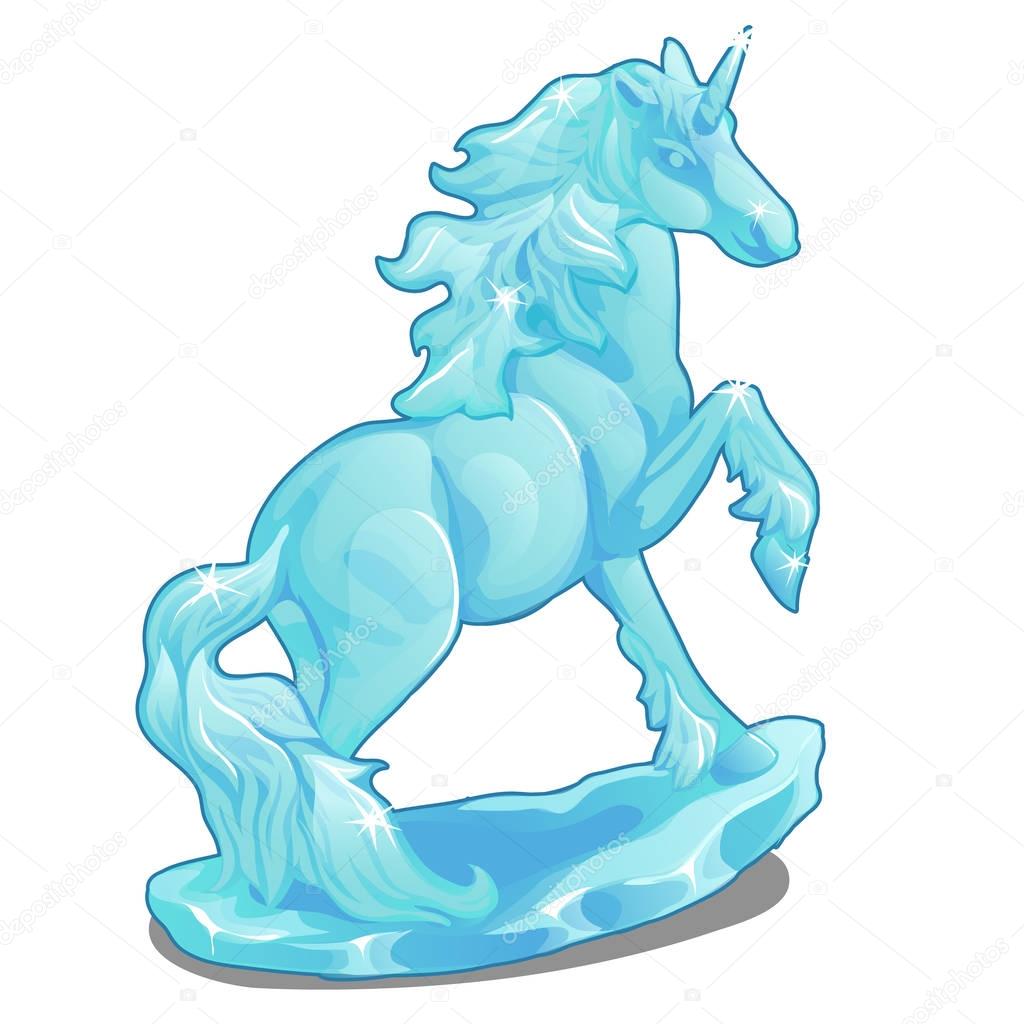 Ice figurine magical unicorn. Vector isolated