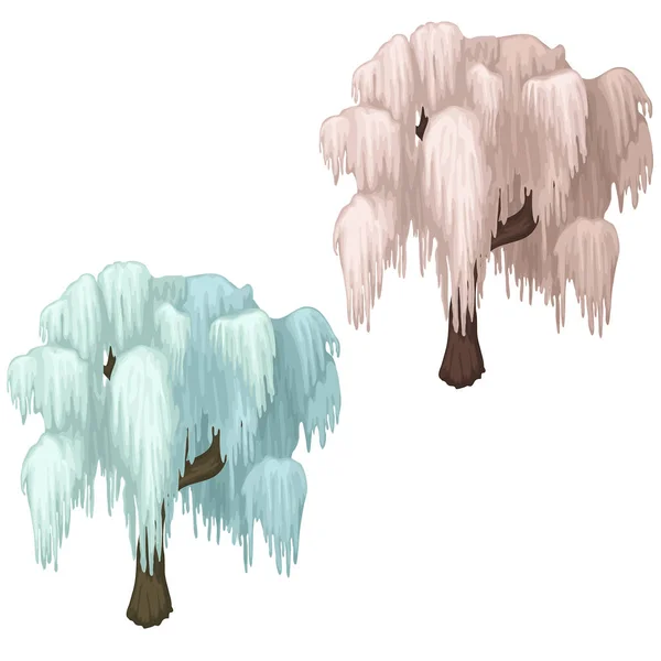 Weeping willow covered with ice in winter season Royalty Free Stock Illustrations