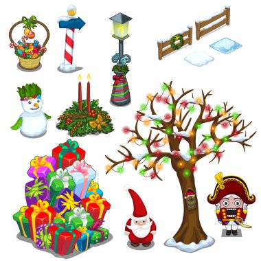 Cadde süslemeleri ve hediyeler Noel set