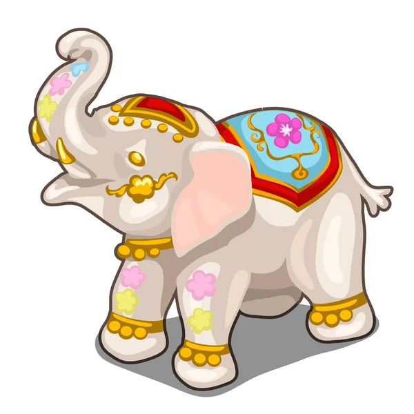 Figurinha de elefante branco indiano. Vetor isolado —  Vetores de Stock