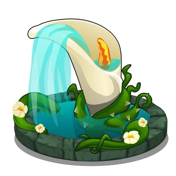 Fuente con agua que fluye de la cala de la flor — Vector de stock