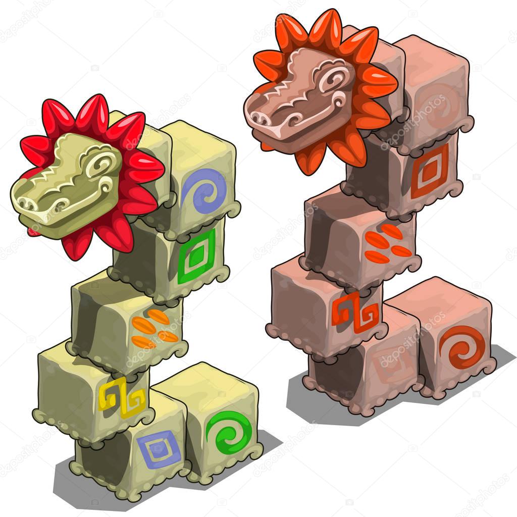 Stone cubes with heads of dragons