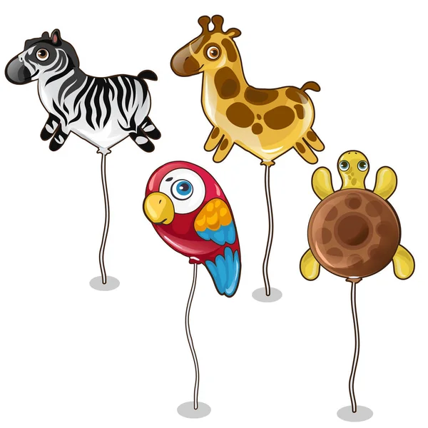 Ballon in Form von Zebra, Giraffe, Papagei, Schildkröten — Stockvektor