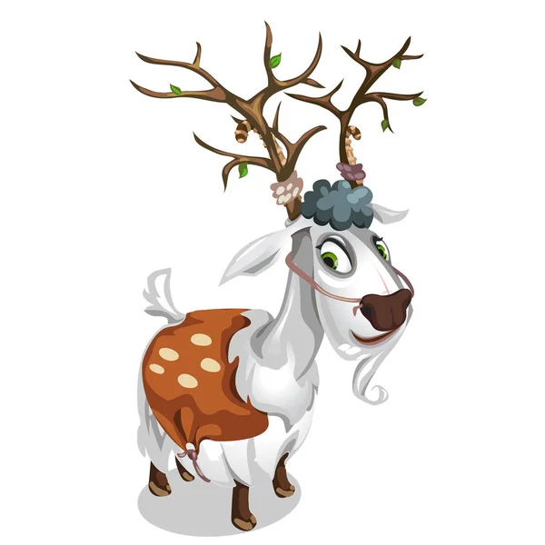 Sly deer dressed in the skin of a ram. Vector — Stock Vector