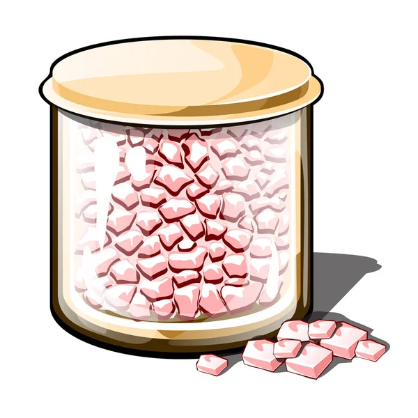 Różowy cukierki w słoik z pokrywką. Stylu cartoon — Wektor stockowy