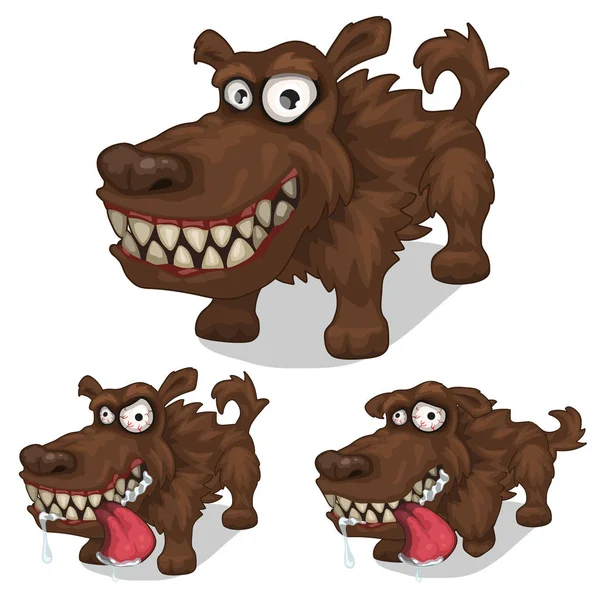 Gülümseyen ve kızgın köpek karikatür. Vektör evde beslenen hayvan — Stok Vektör