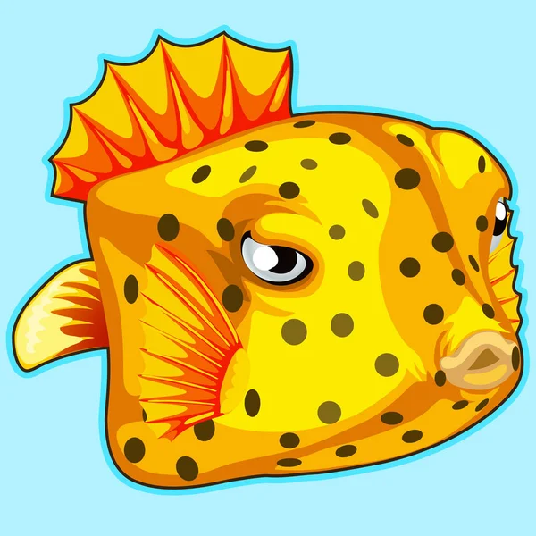 Yellow tropical fish on blue background. Vector series of exotic fish characters — Stock Vector