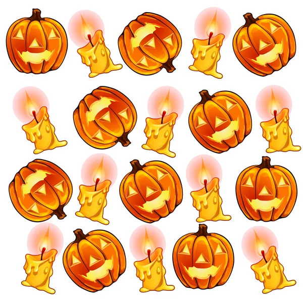 Lantern dýně a hořící svíčky pro Halloween — Stockový vektor