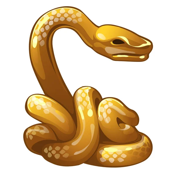 Золотий фігура змія. Китайський гороскоп символ. Календар 12 тварин. У астрологія. Скульптура ізольовані на білому тлі. Векторні ілюстрації — стоковий вектор