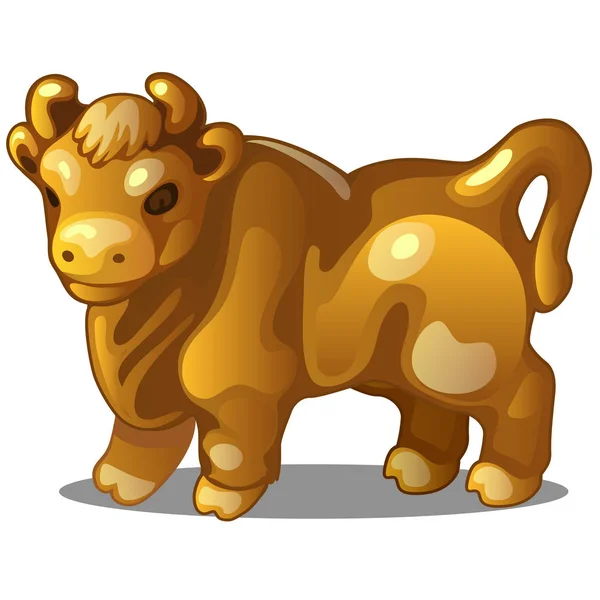 牛的金色身影。中国星座符号。日历12动物。东方占星术。白色背景上的雕塑。矢量插图 — 图库矢量图片